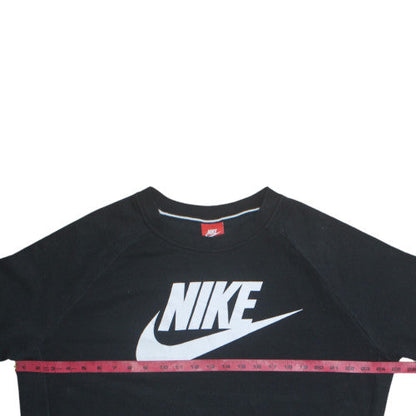 Nike Womens Black XL Crew Neck Pullover Sweatshirt with Logo Print