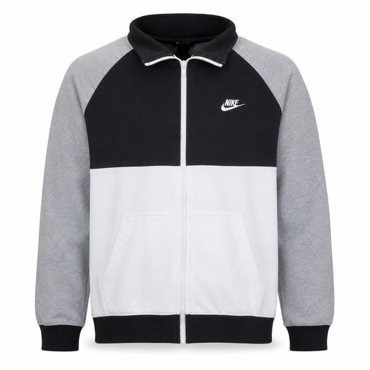 Nike Mens Black Grey Track Jacket Size M Full Zip Fleece