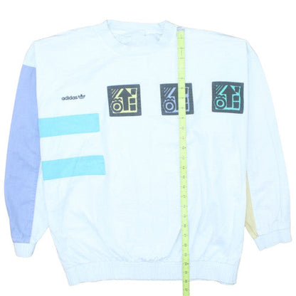 Adidas Women’s White Multicolour Graphic Sweatshirt Size L 40/42 Vintage Style