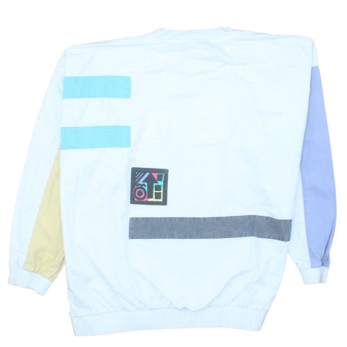 Adidas Women’s White Multicolour Graphic Sweatshirt Size L 40/42 Vintage Style