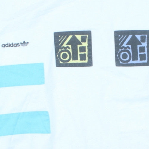 Adidas Women’s White Multicolour Graphic Sweatshirt Size L 40/42 Vintage Style