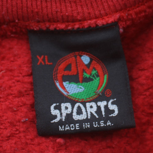 AM Sports Women Red Indiana Graphic Print Pullover Sweatshirt XL