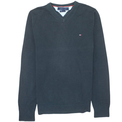 Tommy Hilfiger Men's Black V-Neck Cotton Pullover Jumper M
