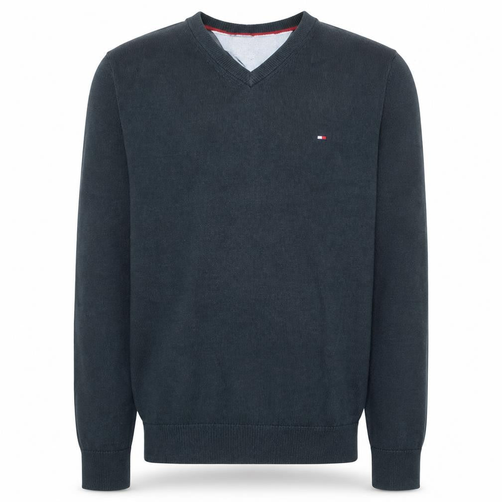 Tommy Hilfiger Men's Black V-Neck Cotton Pullover Jumper M