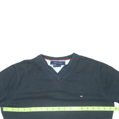 Tommy Hilfiger Men's Black V-Neck Cotton Pullover Jumper M