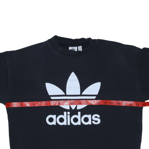 Adidas Womens Black Crew Neck Pullover Sweatshirt Size 12 Cotton