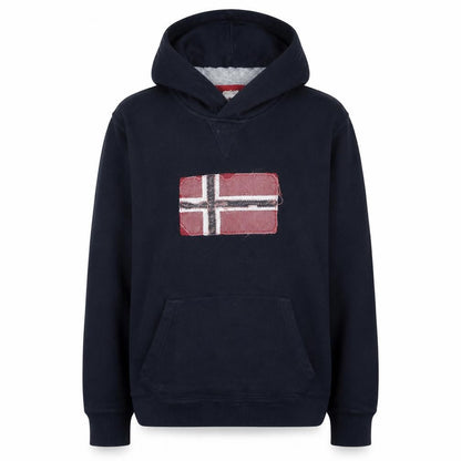 Napapijri Mens Blue Flag Embroidered Pullover Hoodie Size M
