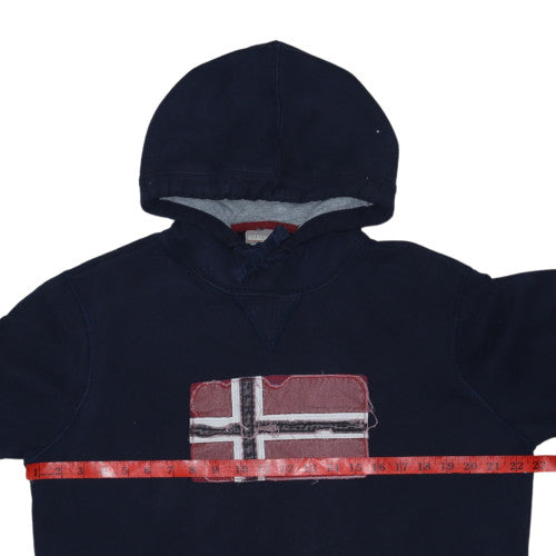 Napapijri Mens Blue Flag Embroidered Pullover Hoodie Size M