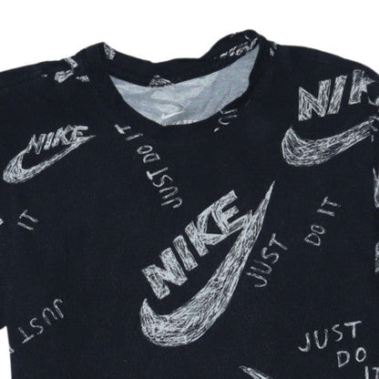 Nike Men's Black XS Graphic Print Crew Neck Cotton T-Shirt