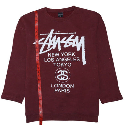 Stussy Men's Red XL Pullover Sweatshirt with City Logo Print
