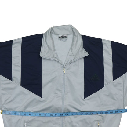 Adidas Men's Grey Track Jacket L Colourblock Retro Sports Zip Top