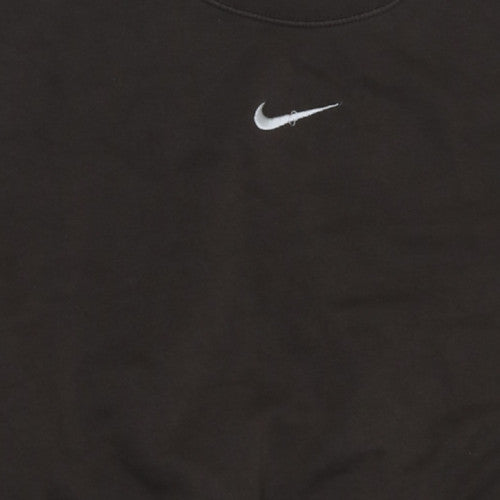 Nike Women Black Cropped Pullover Sweatshirt L Logo Crew Neck