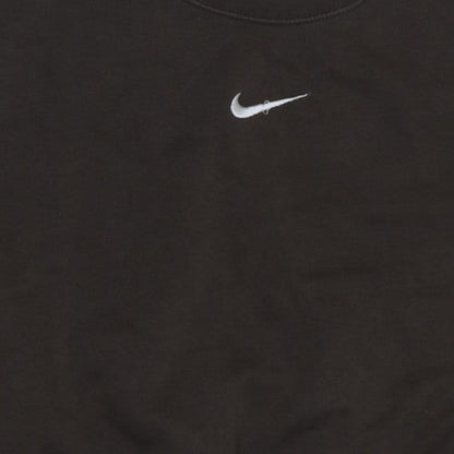 Nike Women Black Cropped Pullover Sweatshirt L Logo Crew Neck