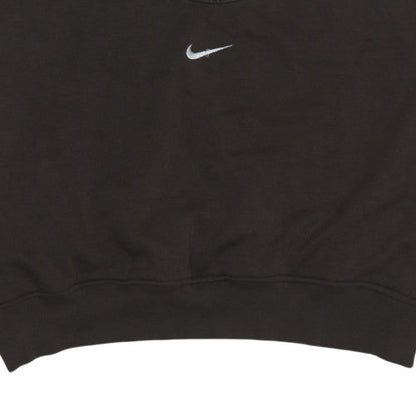 Nike Women Black Cropped Pullover Sweatshirt L Logo Crew Neck