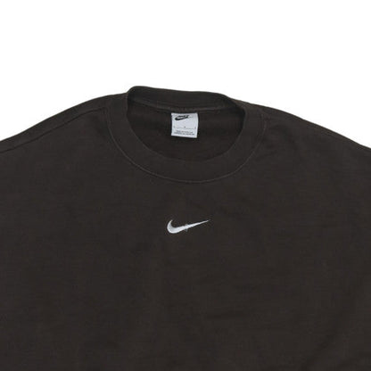 Nike Women Black Cropped Pullover Sweatshirt L Logo Crew Neck
