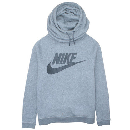 Nike Women Grey Hoodie Medium Funnel Neck Pullover Cotton Blend