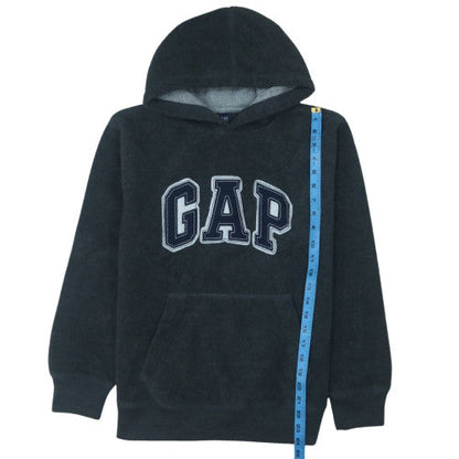 GAP Boys Black Hooded Pullover Sweatshirt 12-13 Years Fleece Logo
