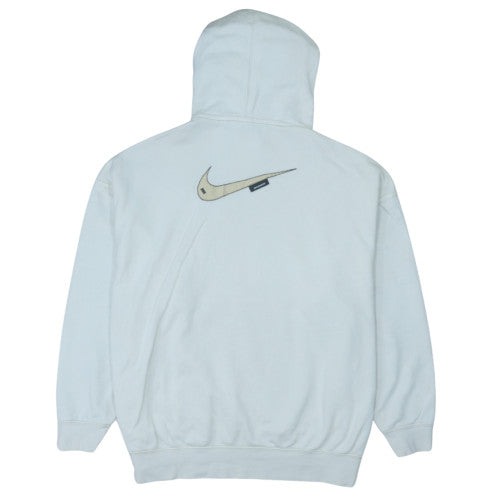 Nike Women White Pullover Hoodie M Cotton Blend Logo Sportswear