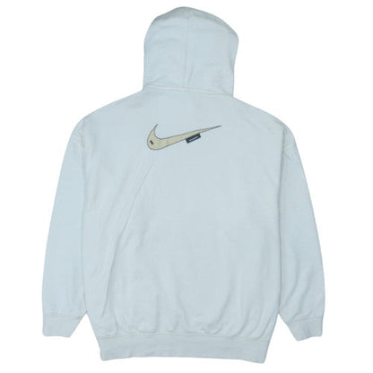 Nike Women White Pullover Hoodie M Cotton Blend Logo Sportswear