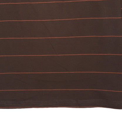 Dickies Women's Brown Striped Long Sleeve Cotton Polo Shirt Size L
