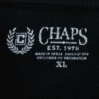 Chaps Men's Black Cotton Short Sleeve Polo Shirt XL