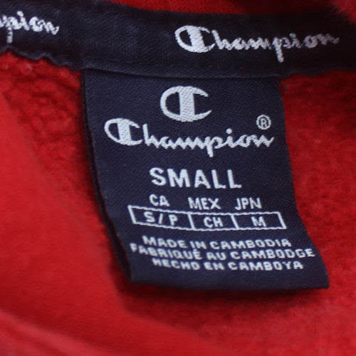 Champion Men's Red Pullover Hoodie Small Fleece Logo Sweatshirt