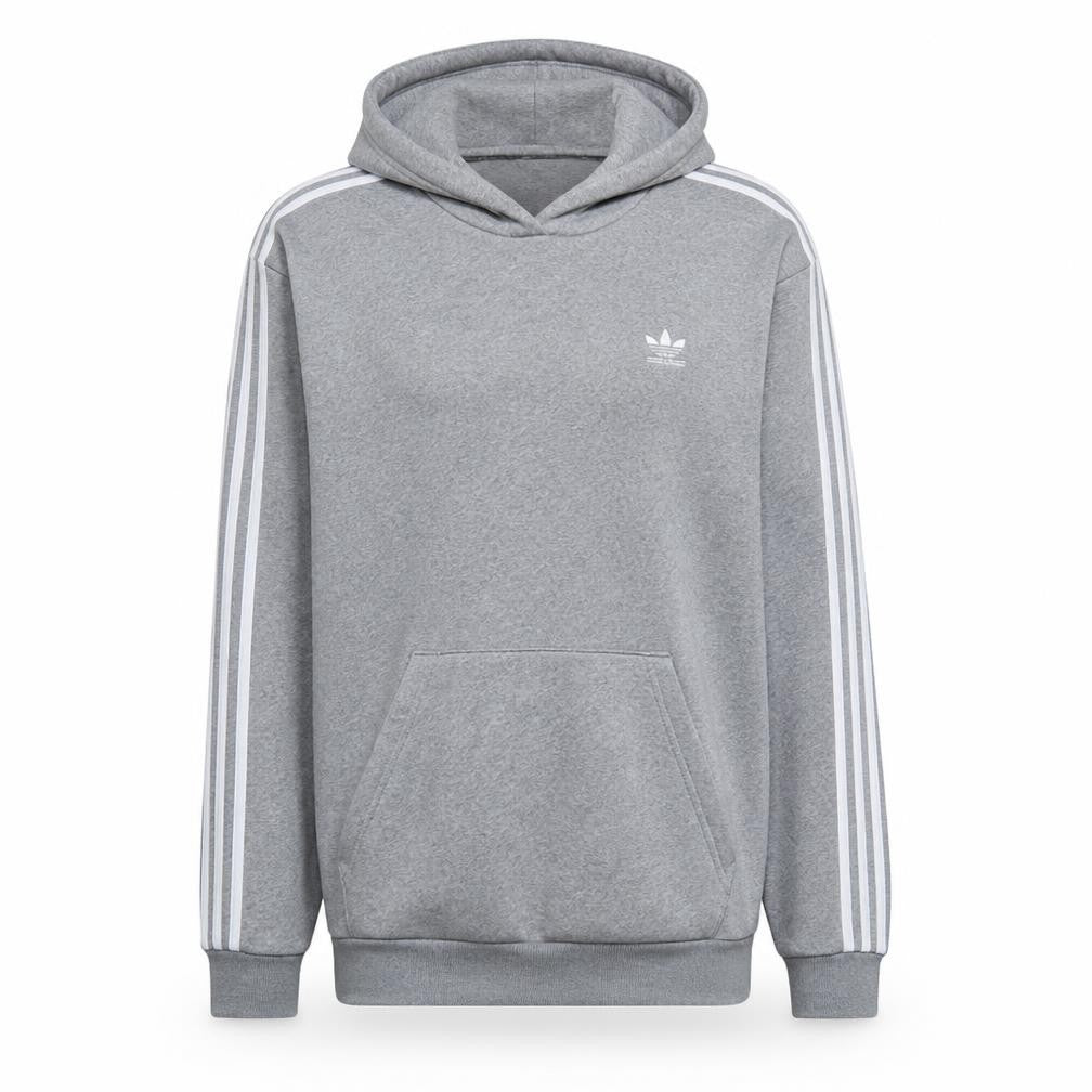 Adidas Men's Grey Pullover Hoodie Size L Regular Fit Fleece