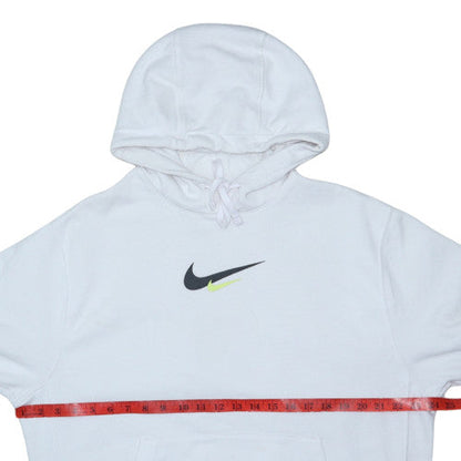 Nike Women White Pullover Hoodie Medium Logo Print Casual