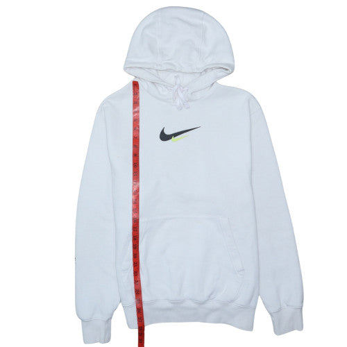Nike Women White Pullover Hoodie Medium Logo Print Casual