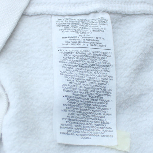 Nike Women White Pullover Hoodie Medium Logo Print Casual