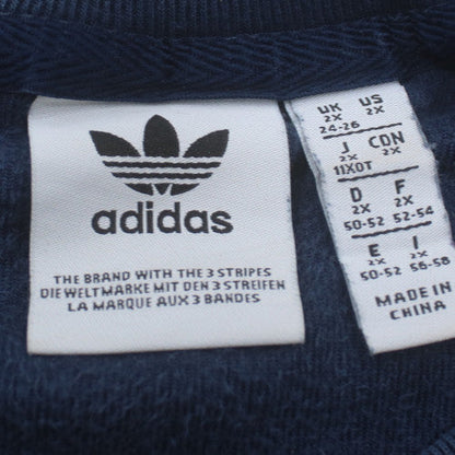 Adidas Womens Navy Velour Crew Neck Pullover Sweatshirt 2XL