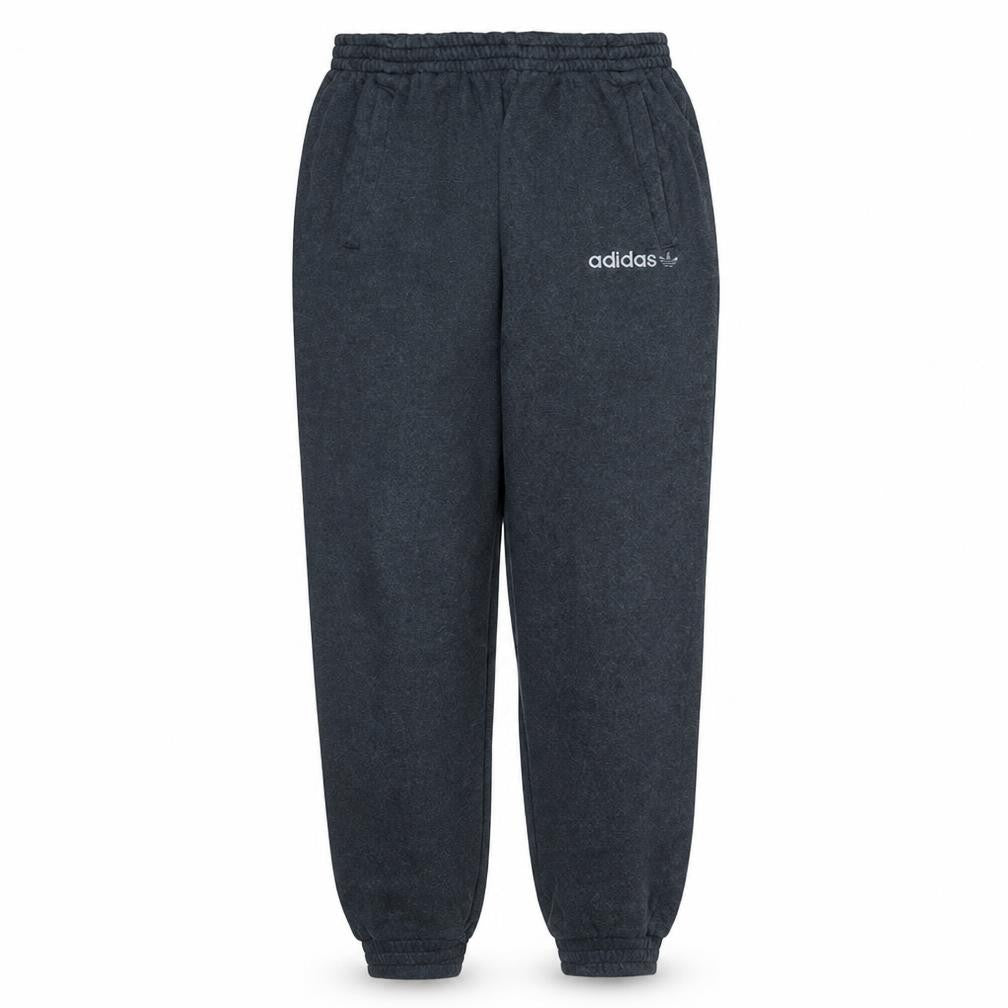 Front view of Adidas men’s grey sweatpants m casual fleece logo elastic waist