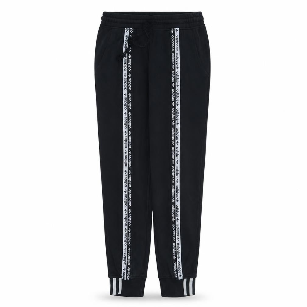 Front view of Adidas women’s black jogger sweatpants, size UK 8, cotton blend