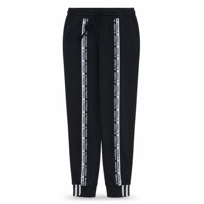 Front view of Adidas women’s black jogger sweatpants, size UK 8, cotton blend