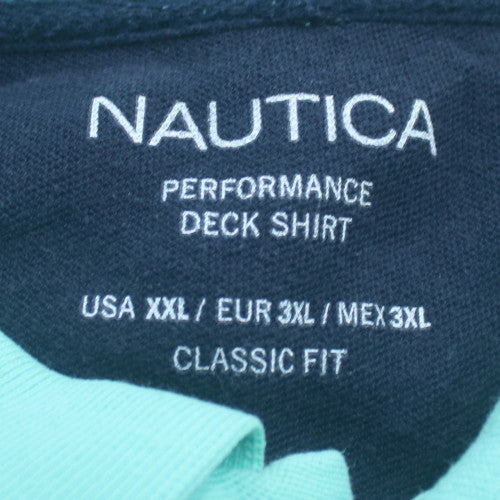 Nautica Men's Blue Striped Classic Fit Performance Polo XXL