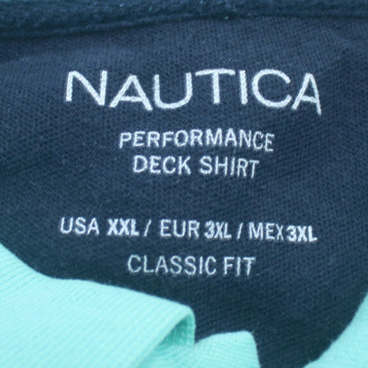 Nautica Men's Blue Striped Classic Fit Performance Polo XXL