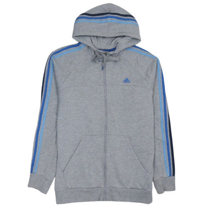 Adidas Men's Grey Full Zip Hoodie L Cotton Blend Sportswear