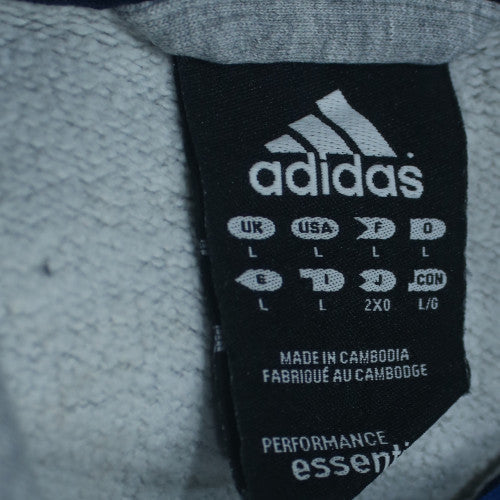 Adidas Men's Grey Full Zip Hoodie L Cotton Blend Sportswear