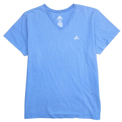 Adidas Men's Blue V-Neck Short Sleeve Cotton T-Shirt 2XL