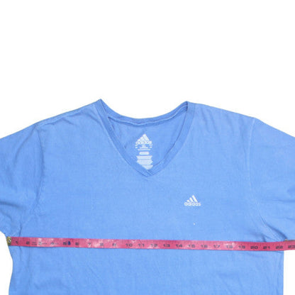 Adidas Men's Blue V-Neck Short Sleeve Cotton T-Shirt 2XL
