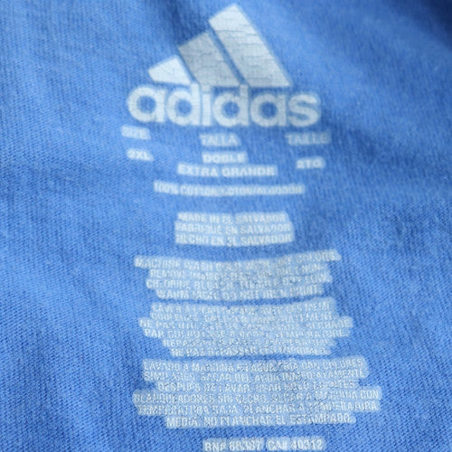 Adidas Men's Blue V-Neck Short Sleeve Cotton T-Shirt 2XL