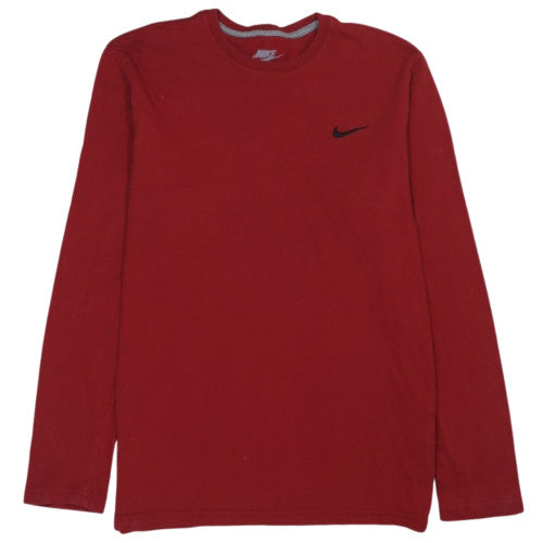 Nike Men's Red Long Sleeve Crew Neck Cotton T-Shirt Size L