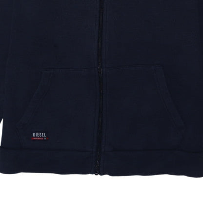 Diesel Men's Black Full Zip Hoodie L Regular Fit Cotton Blend
