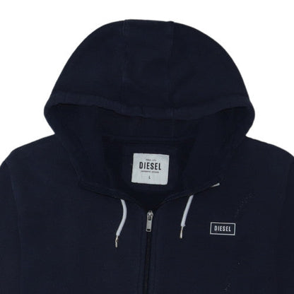 Diesel Men's Black Full Zip Hoodie L Regular Fit Cotton Blend