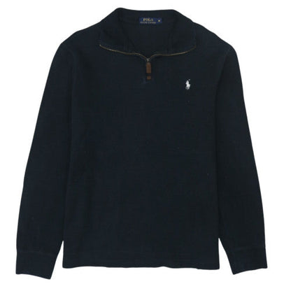 Ralph Lauren Men's Black Cotton 1/4 Zip Jumper Size M