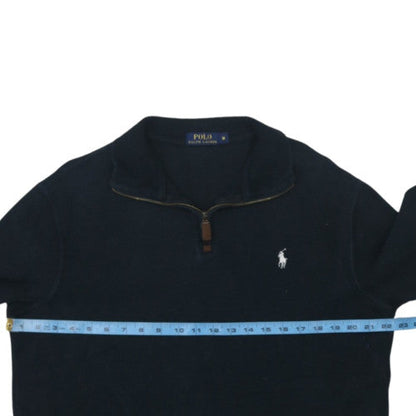 Ralph Lauren Men's Black Cotton 1/4 Zip Jumper Size M