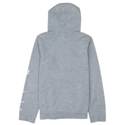 Nike Boys Grey XL Pullover Hoodie with Logo Print and Kangaroo Pocket