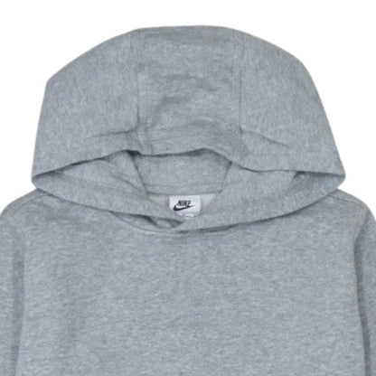 Nike Boys Grey XL Pullover Hoodie with Logo Print and Kangaroo Pocket