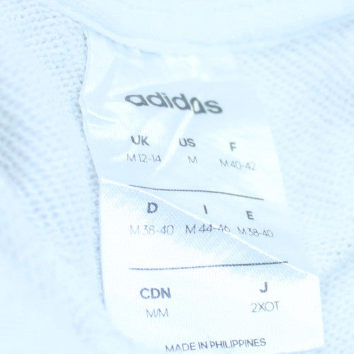 Adidas Womens White Pullover Hoodie M 12-14 Logo Print Casual