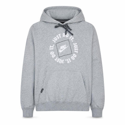 Nike Men's Grey Pullover Hoodie L Regular Fit Just Do It Fleece